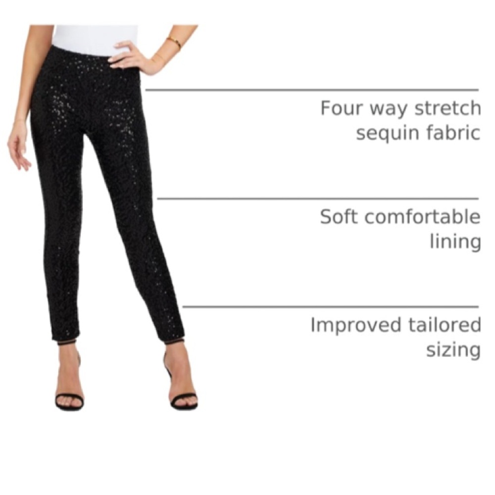 TIPSY ELVES Black Sequin High Waisted Leggings Women’s Size XL - Picture 3 of 8